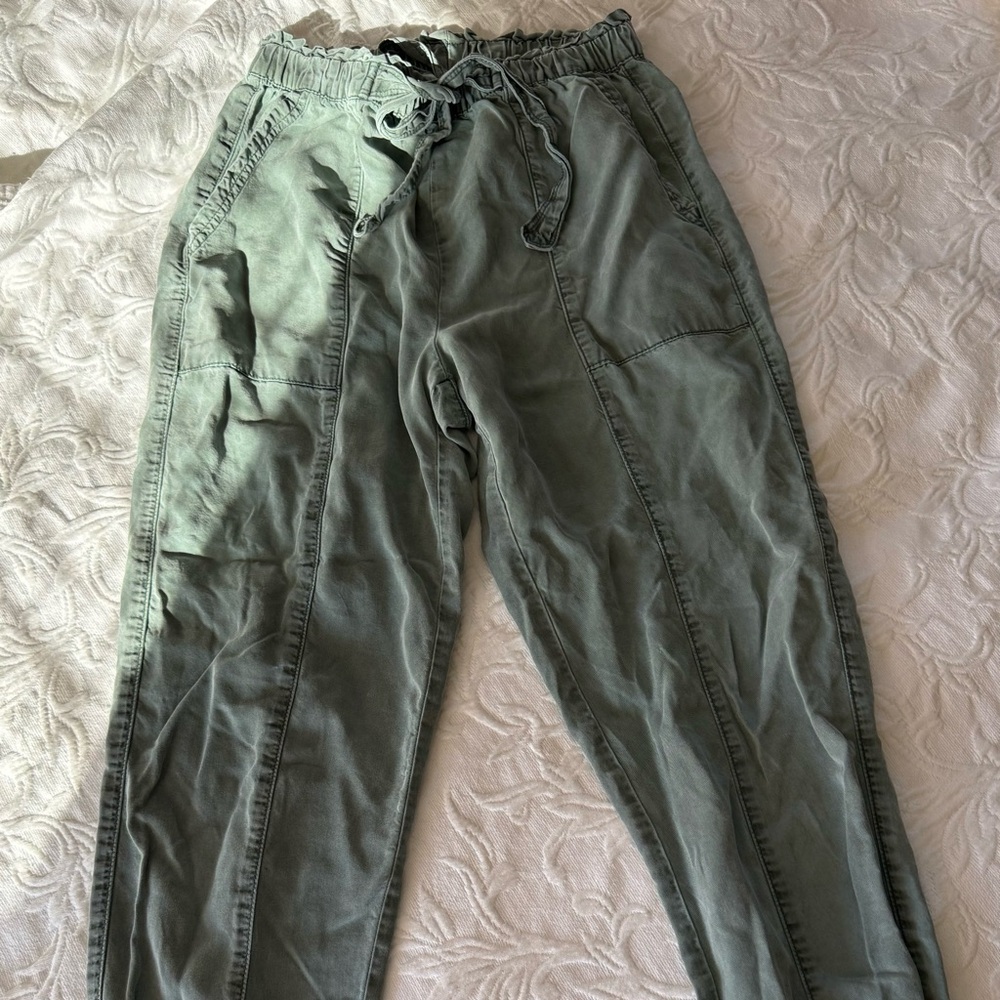 Aerie Lyocell Drawstring Pants Olive Green Single Pocket Size Small